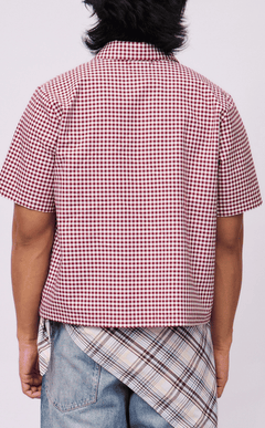 PINO TOP -  MAROON GINGHAM w/ KUYA EMBRO