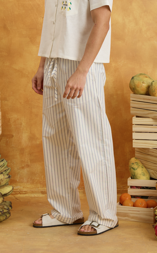 ZION PANTS - WHITE NAUTICAL STRIPES Shop.TayoStudio