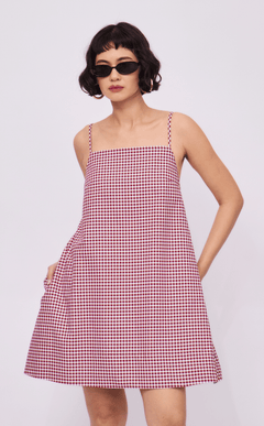 BORA DRESS - MAROON GINGHAM