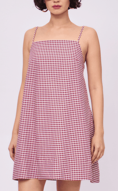 BORA DRESS - MAROON GINGHAM