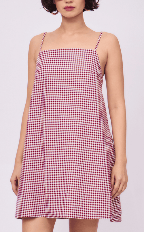 BORA DRESS - MAROON GINGHAM