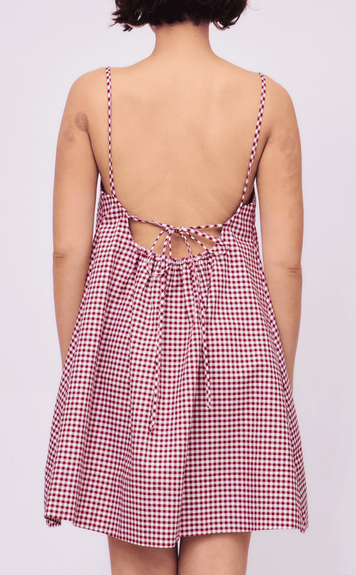 BORA DRESS - MAROON GINGHAM