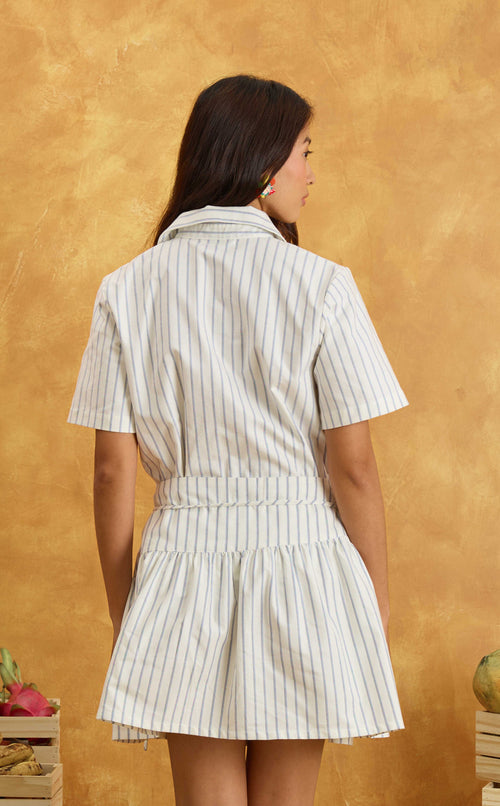 NENA WRAPPED SKIRT - WHITE NAUTICAL STRIPES