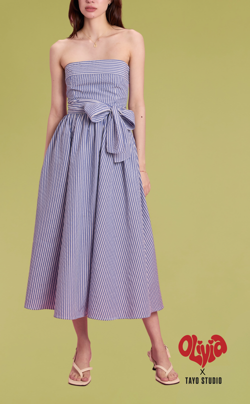 PLUMA DRESS - BLUE SEERSUCKER