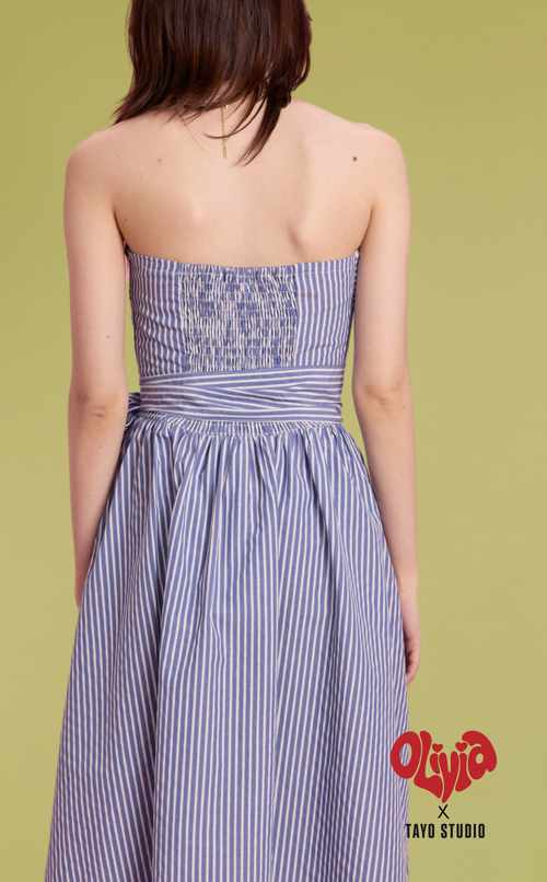 PLUMA DRESS - BLUE SEERSUCKER