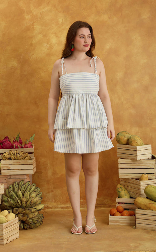 NENA WRAPPED SKIRT - WHITE NAUTICAL STRIPES