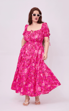ERIKA DRESS - NEON PINK FLORAL