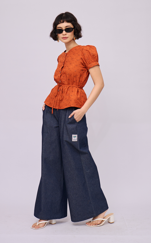 CELINE TOP - PUMPKIN EYELET