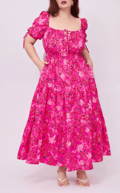 ERIKA DRESS - NEON PINK FLORAL