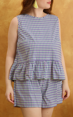 ROSANNA SET - PURPLE GREEN MICRO PLAID Shop.TayoStudio