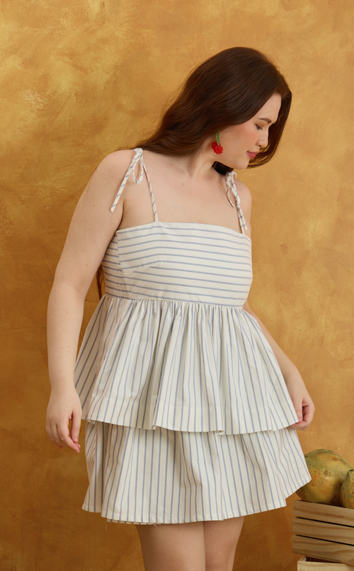 GABRIELA TOP - WHITE NAUTICAL STRIPES Shop.TayoStudio