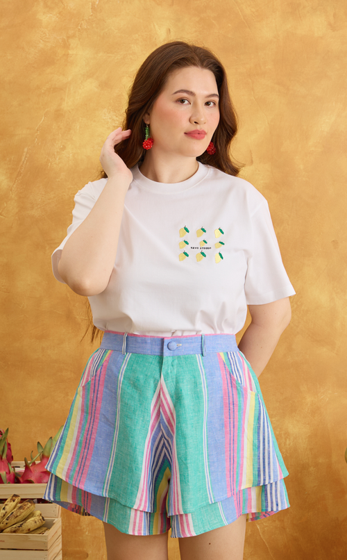 AZUL SHORTS - MULTICOLOR LINEN STRIPES