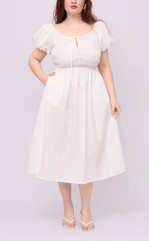 AMELIE DRESS - WHITE POPLIN