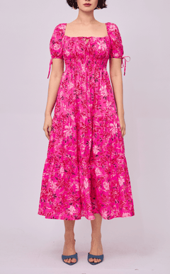 ERIKA DRESS - NEON PINK FLORAL
