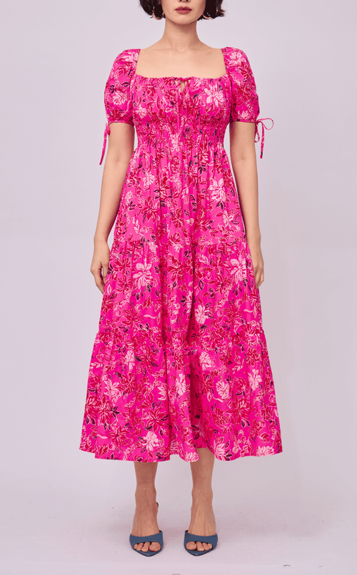 ERIKA DRESS - NEON PINK FLORAL