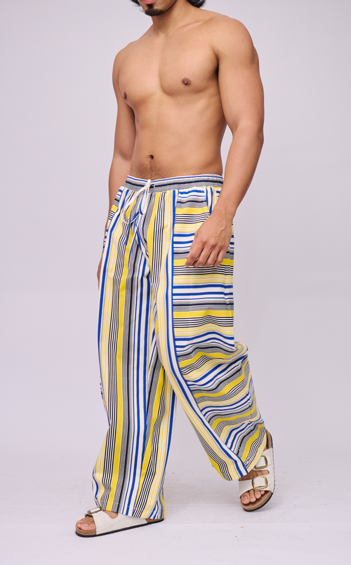 GOMEZ PANTS - BLUE AND YELLOW STRIPES