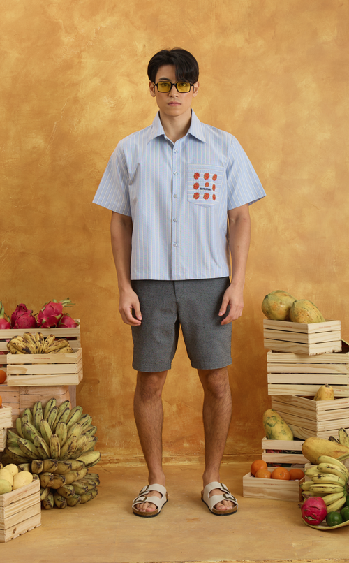 PINO TOP - BLUE NAUTICAL STRIPES w/ EMBRO