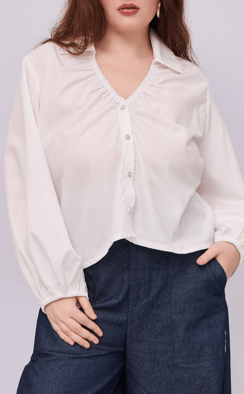 ELISSE TOP - WHITE POPLIN