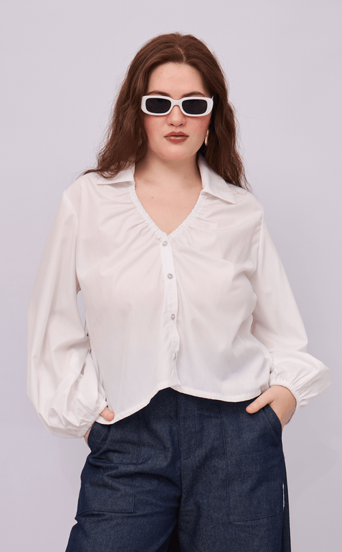 ELISSE TOP - WHITE POPLIN