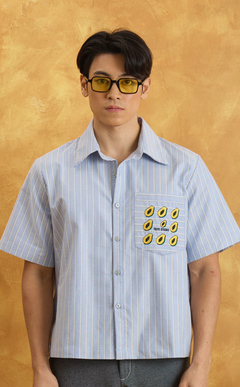 PINO TOP - BLUE NAUTICAL STRIPES w/ EMBRO