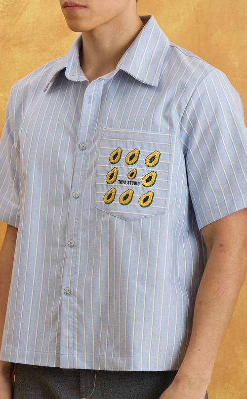 PINO TOP - BLUE NAUTICAL STRIPES w/ EMBRO