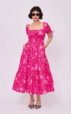 ERIKA DRESS - NEON PINK FLORAL