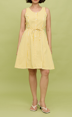 ALMA MINI DRESS - YELLOW GINGHAM
