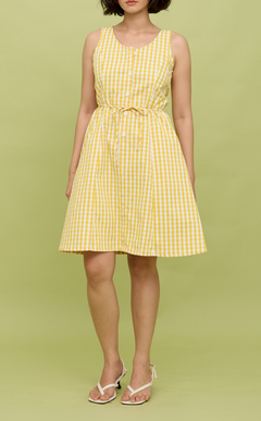 ALMA MINI DRESS - YELLOW GINGHAM