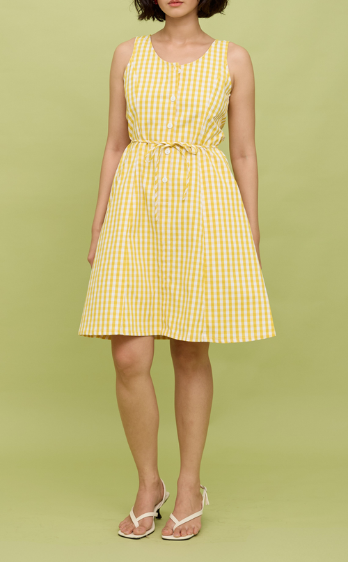 ALMA MINI DRESS - YELLOW GINGHAM