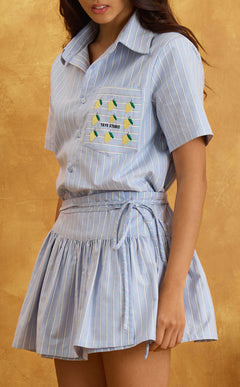 NENA WRAPPED SKIRT - BLUE NAUTICAL STRIPES Shop.TayoStudio