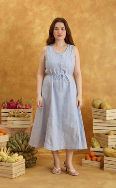 ALMA DRESS - BLUE NAUTICAL STRIPES Shop.TayoStudio