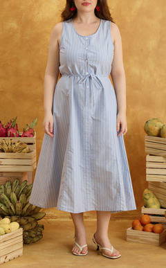 ALMA DRESS - BLUE NAUTICAL STRIPES Shop.TayoStudio