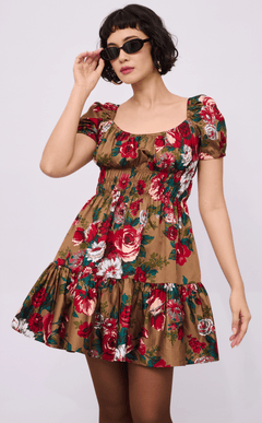 PENELOPE MINI DRESS - VINTAGE RED FLORAL
