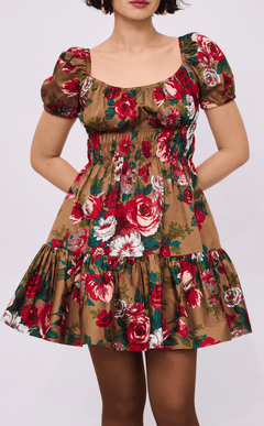 PENELOPE MINI DRESS - VINTAGE RED FLORAL