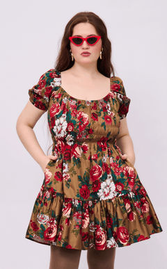 PENELOPE MINI DRESS - VINTAGE RED FLORAL