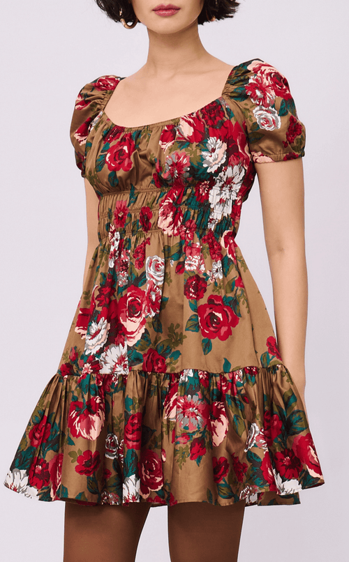PENELOPE MINI DRESS - VINTAGE RED FLORAL