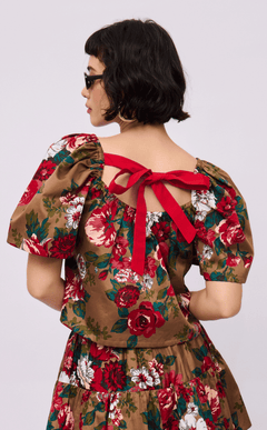 VANIA TOP - VINTAGE RED FLORAL