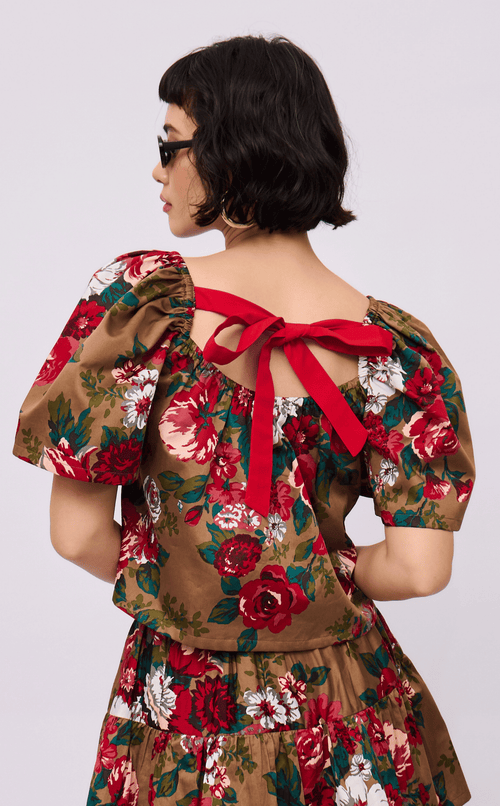 VANIA TOP - VINTAGE RED FLORAL
