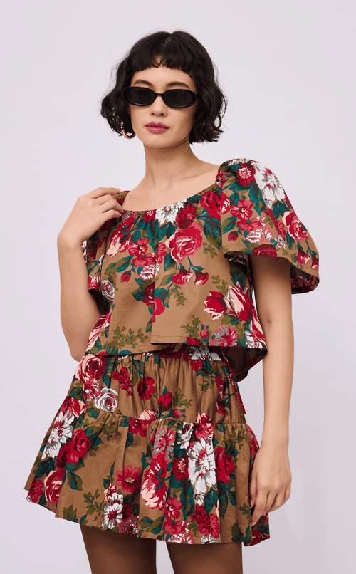 VANIA TOP - VINTAGE RED FLORAL