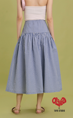 MARIA SKIRT - BLUE SEERSUCKER