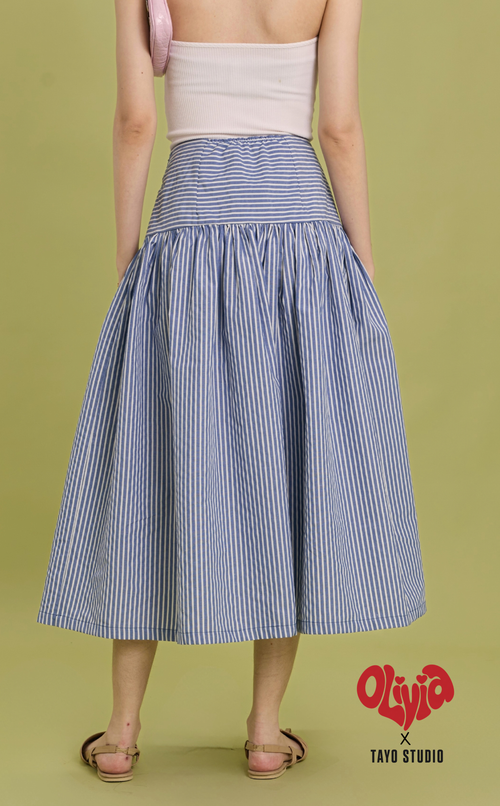 MARIA SKIRT - BLUE SEERSUCKER