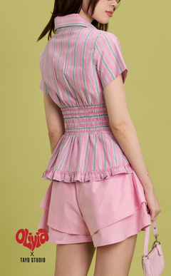 LIV TOP - PINK GREEN STRIPES