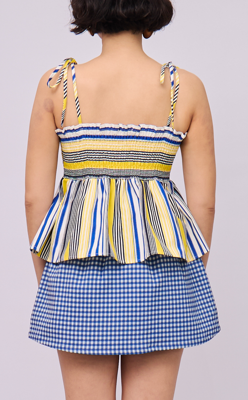 GABI TOP - BLUE AND YELLOW STRIPES