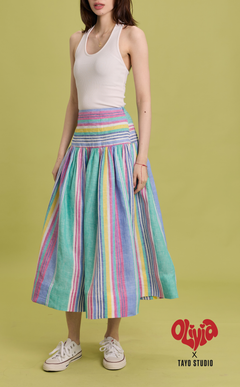 MARIA SKIRT - MULTICOLOR LINEN STRIPES