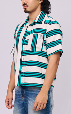 SULTAN SHIRT - TEAL STRIPES LINEN
