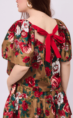 VANIA TOP - VINTAGE RED FLORAL
