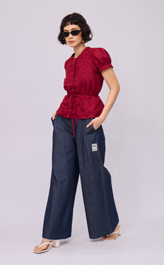 CELINE TOP - MERLOT EYELET