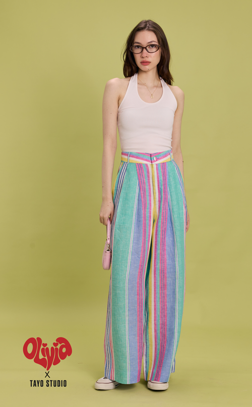 DATU PANTS - MULTICOLOR LINEN STRIPES