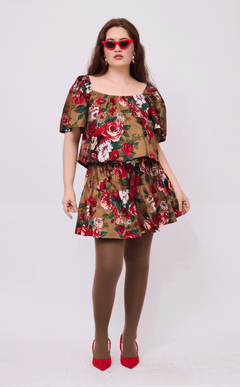 STACY SKORT - VINTAGE RED FLORAL