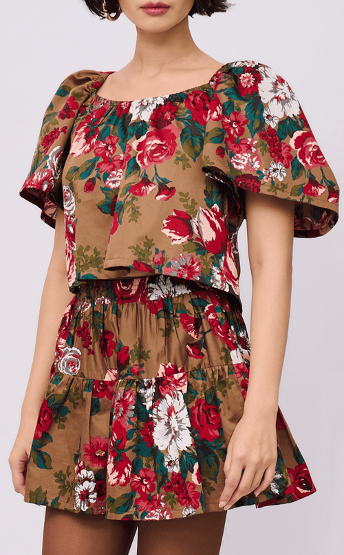 STACY SKORT - VINTAGE RED FLORAL
